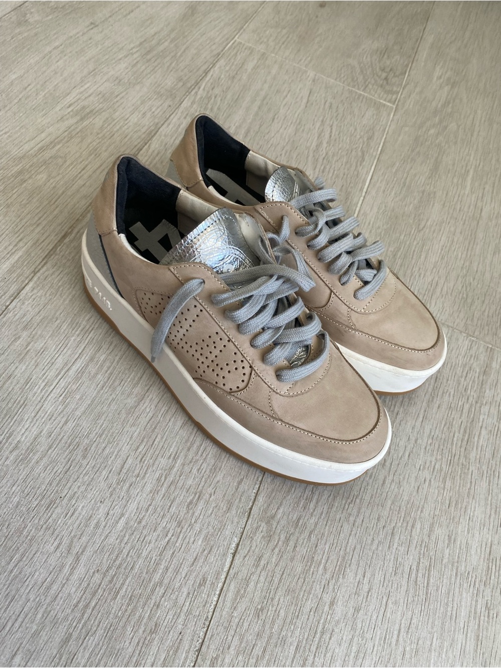 P448 Empire Women’s Beige Platform Leather Sneakers  Made in Italy